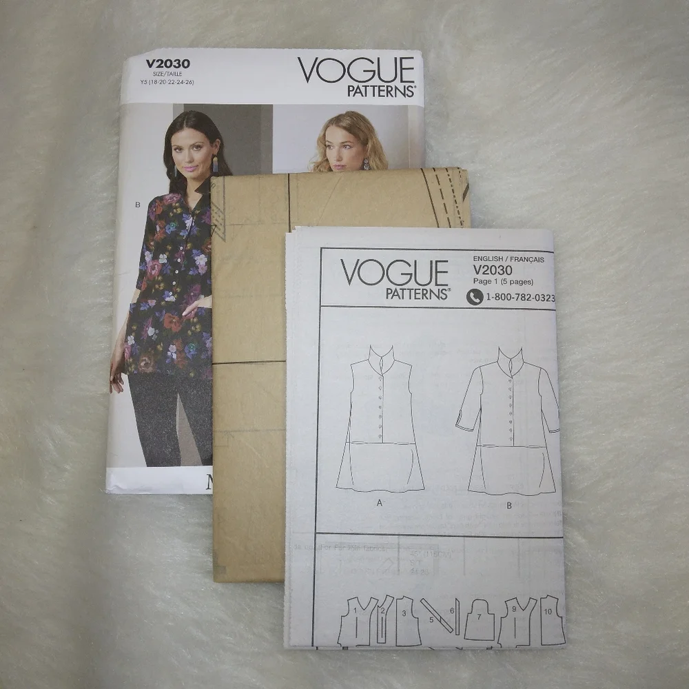 VOGUE V2030 SZ 18-26 Marcy Tilton Easy A line tunic with pockets EASY!